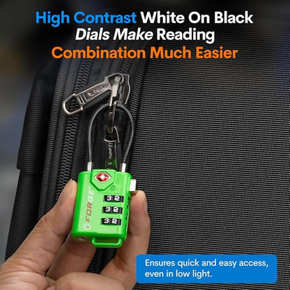 Forge TSA Approved Luggage Locks, Re-settable Combination with Alloy Body(Green 2 Locks)