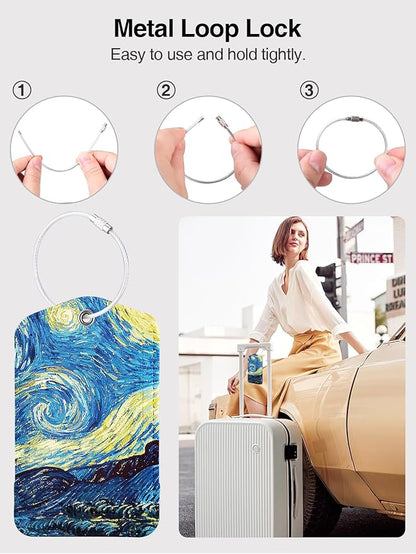 TopMade Smart Luggage Tag with Find My, Premium Leather Luggage Tags for Suitcase, Travel Bags, Backpacks, Anti-Lost Suitcase Tag Tracker for Travel with Privacy Name Card, Rechargeable