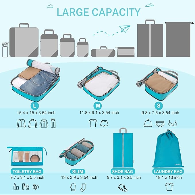 Compression Packing Cubes, Gonex Extensible Storage Mesh Bags Organizers