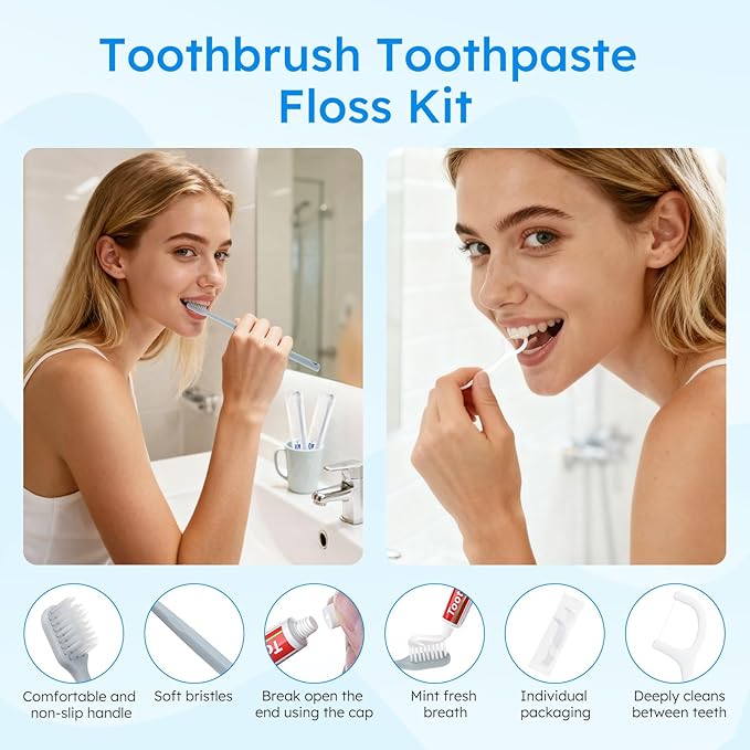 Hygiene Kits and Bulk Convenience Kits Feature Double-Sealed Individual Packaging. Personal Hygiene Kits are Suitable for Hotels, Camping, Home Use, and Travel (100-PACK)