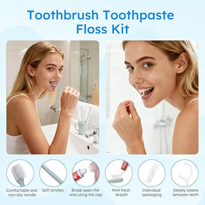 Hygiene Kits and Bulk Convenience Kits Feature Double-Sealed Individual Packaging. Personal Hygiene Kits are Suitable for Hotels, Camping, Home Use, and Travel (10-Pack)