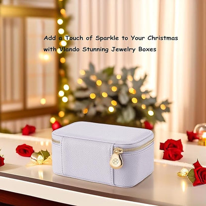 Vlando Travel Jewelry Box Organizer - 8 Small Velvet Zipped Pouches Pockets for Jewelries Necklaces Rings Earrings Sorting Storage, Lilac Purple