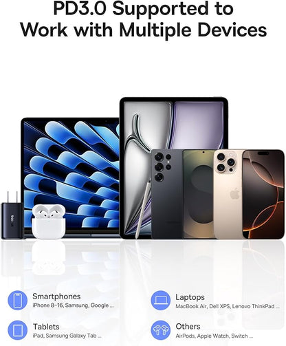 Baseus 70W Universal Travel Adapter with Retractable Cable & Baseus PICOGO 67W USB C Charger, 3 Port Fast Charging Block with Foldable Plug