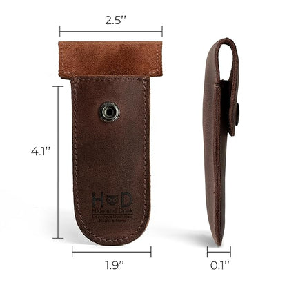 Hide & Drink, Double Edge Protector Case, Barber Razor Sheath, Safety Cover, Travel and Commuter Essentials, Portable Carry Bag, Vintage, Full Grain Leather, Handmade, Bourbon Brown
