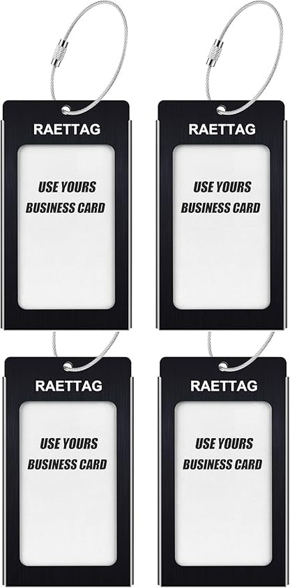 Luggage Tags Metal Suitcase Tags Travel Bag ID Identifier Luggage Tag (Black 4Pack)