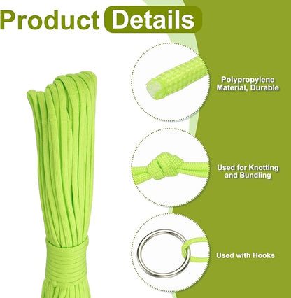 uxcell 4mm Nylon Rope, 10ft Portable Clothesline for Luggage and Backpack Tie Downs, Hanging Clothes, Swings, Camping and Mountaineering Tie Downs, Fluorescent Green