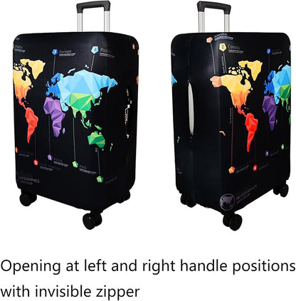 WUJIAONIAO Travel Luggage Cover Baggage Suitcase Cover Protector Skins 18-32 Inch (map, M (for 22-24 inch luggage))