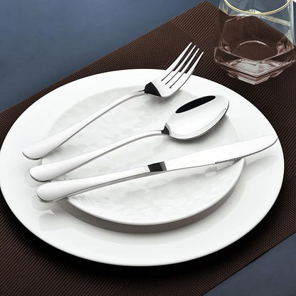 Silverware Set for 6, 30 Piece Heavy Duty Stainless Steel Flatware Utensils Cutlery Set Including Steak Knife Fork and Spoon, Dishwasher Safe, Gift Package for Wedding Housewarming