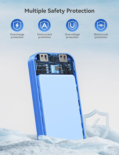 12000mAh Ultra-Portable-Charger-Power-Bank with Built in Cables&AC Wall Plug,PD20W USB-C Fast Charging Cell Phone Charger Battery Pack,LED Display Travel Battery Bank for All iPhone,Samsung,Android