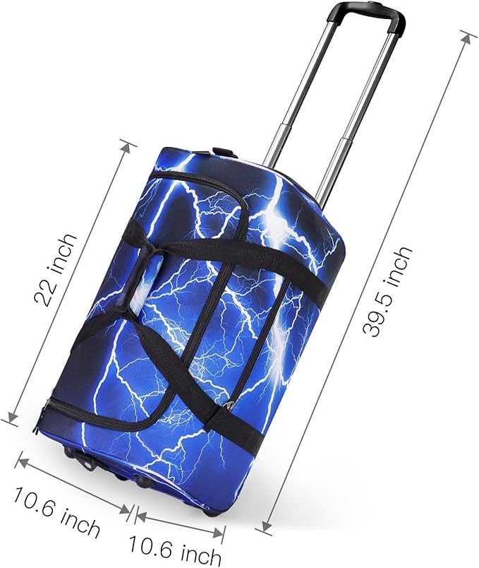 Choco Mocha Boys Light Blue Suitcase with Wheels Kids Purple Rolling Duffle Bag for Camping Teen Girls Toddler Luggage Bag for Travel, 22inch