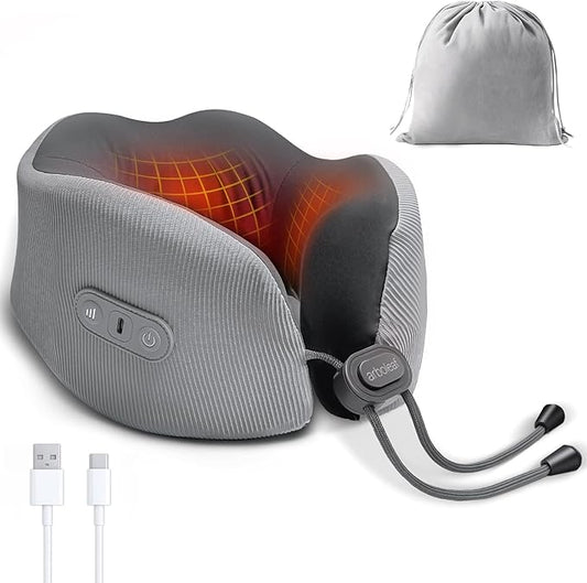 arboleaf Heated Neck Pillow for Travel, Memory Foam Airplane Pillow with Graphene Zoned Heating, USB-C Rechargeable, 360° Support — Comfort & Neck Pain Relief for Long Flights, Car & Office