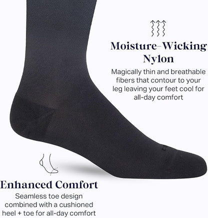 Comrad Nylon Knee High Socks - 15-20mmHg Graduated Compression Socks - Soft & Breathable Support Unisex Socks