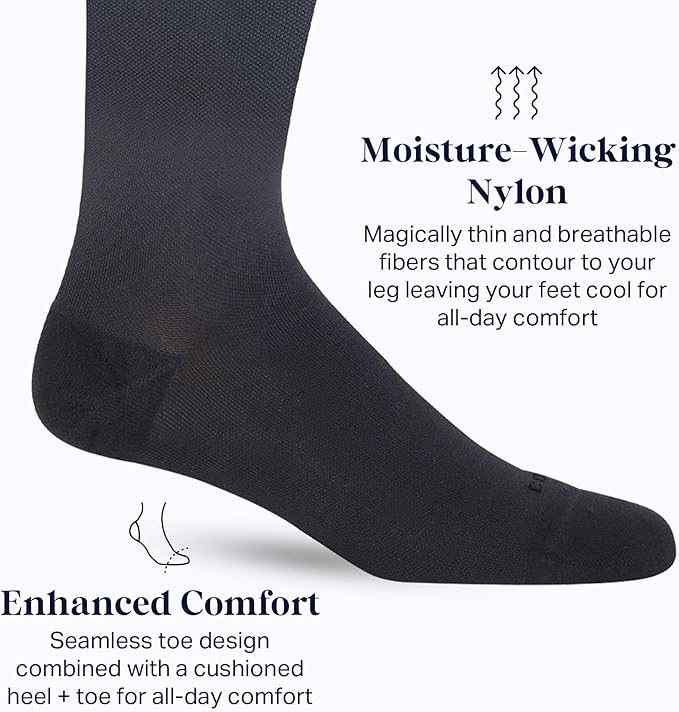 Comrad Nylon Knee High Socks - 15-20mmHg Graduated Compression Socks - Soft & Breathable Support Unisex Socks