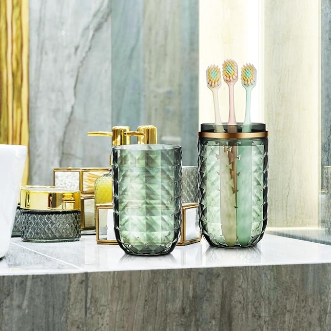 Garneck 2pccs Travel Toothbrush Holder with Cover Portable Double-Cup Mouthwash Cup Green Toothbrush Case Storage Container for Home Bathroom Trip School Camping Hotel