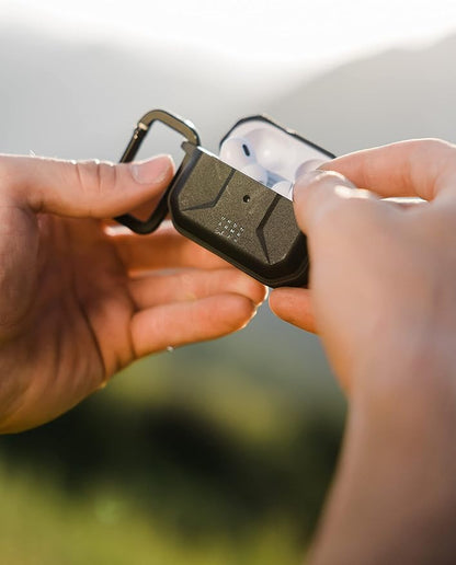 UAG Designed for AirPods Pro (2nd Gen 2022) Civilian Olive Drab, Premium Rugged Slim Water Resistant Full Protective Case Cover with Detachable Keychain Carabiner by URBAN ARMOR GEAR