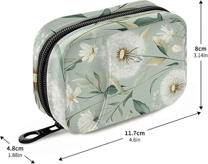 Pill Organizer Box Case Weekly Travel Pill Container Holder 7Day Cute Vitamin Organizer Dispenser Sorter Planner Storage Small Compact Sage Green Dandelion10