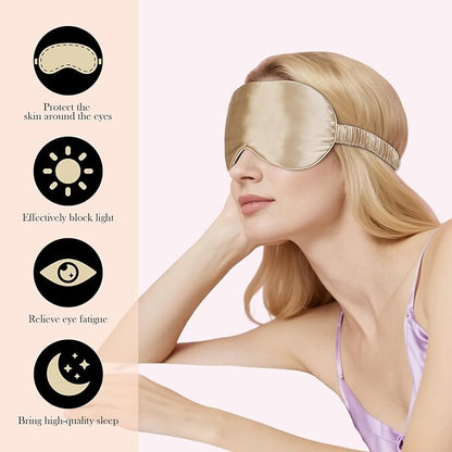 SilkDream 100% Mulberry Silk Sleep Mask Eye Mask for Sleeping 22 Momme Nature 6A Real Silk Gifts for Women&Men Champagne