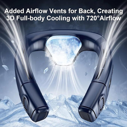 Neck Air Conditioner Fans That Blow Cold Air, 8000 mAh Battery Operated Wearable Cooling Device Fan, Bladeless, Rechargeable Fan, 3 Speed Settings & 3 Wind Modes