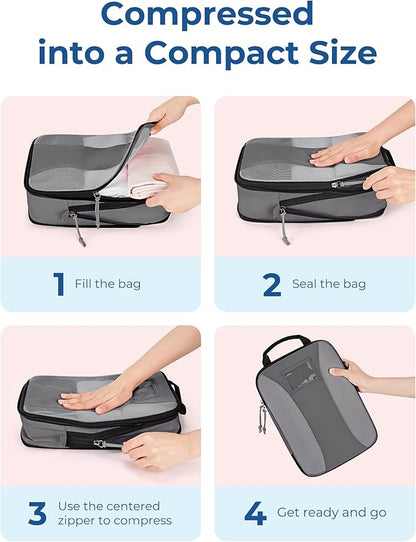 BAGSMART Compression Packing Cubes, 6 PCS Packing Cubes for Suitcases, Travel Bags Organizer for Luggage, Lightweight Packing Cube for Travel Essentials