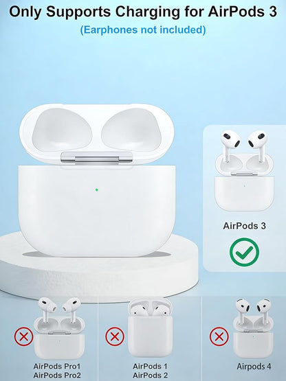 Wireless Charging Case Compatible with Air Pods 3, Compatible with AirPods 3rd Generation Charging Case with 600mAh Built-in Battery with Pairing Sync Button (No Earbuds), White