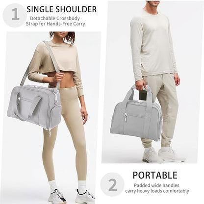 SeaRock 14 inch Small Gym Bag for Women & Men - Mini Duffle Bag for Travel, Sports, Workout, Weekender & Overnight with Shoe Compartment Gray