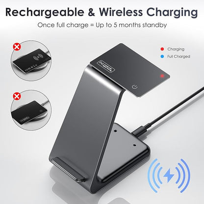 Air-Tag Wallet Tracker Card (iOS Only) - 0.07in Slim Tracking Card, IP68 Waterproof Bluetooth Smart Card, Work with Apple Find My, [Apple MFi Certified], Item Finder for Luggage, Passports, Purse