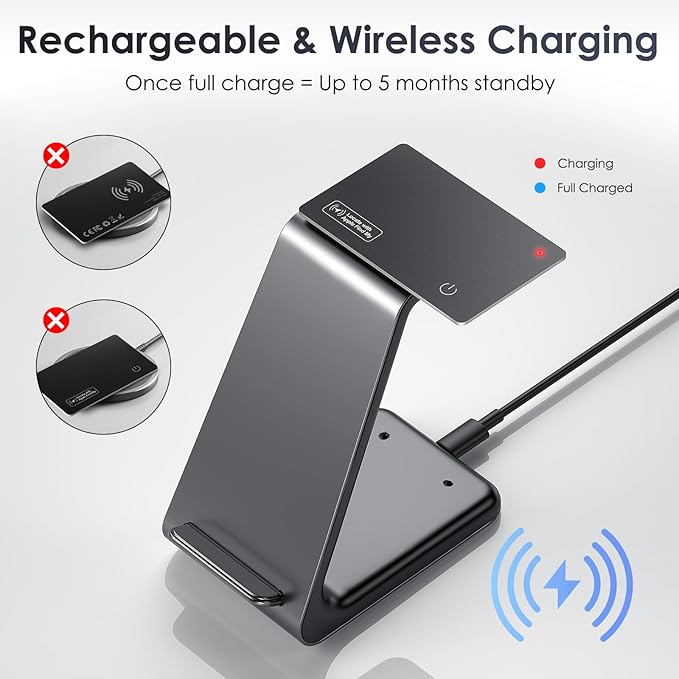 Wallet Tracker Card Air-Tag (iOS Only) - Work with Apple Find My, Bluetooth Tracker Smart Tracking Card Wallet Finder, 0.07in Slim, IP68 Waterproof, Item Locator for Luggage Tags, Passports, Purse