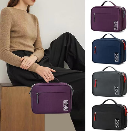 MIRLEWAIY Electronic Organizer Accessory Tech Pouch Water-resistent Travel Cable Storage Bag for Charger, Cables, Power Bank, Hard Drive, Cords, USB, SD Card, Purple