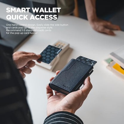 VULKIT Card Holder Wallet with Double ID Windows RFID Blocking Pop Up Wallet Minimalist Design for 12 Cards