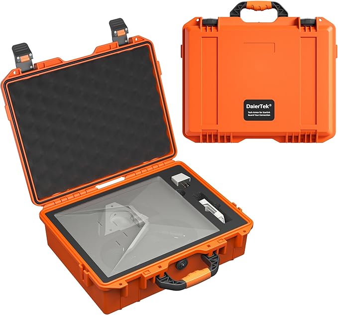 DAIERTEK Starlink Mini Case Travel, Starlink Mini Carrying Hard Case with Precision Cut Foam, Waterproof, Portable, Orange, for Travel, Camp