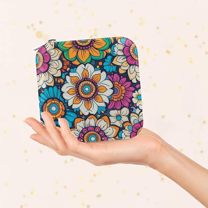Bohemian Flower Leather Jewelry Box, Retro Mini Travel Jewelry Case Organizer, Jewelry Organizers and Storage with Mirror, Christmas and Birthday Present for Women's and Girls