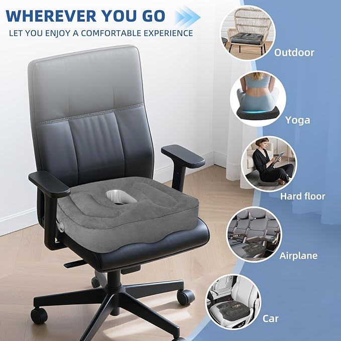 Travel Cushion,Air Seat Cushion,Evolution Cushion Portable & Lightweight Inflatable Seat Cushion - Ideal for Airplane Chairs, School Bleachers, Stadium Seats, and Wheelchairs (Gray)