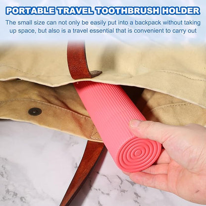 uxcell 2Pcs Travel Toothbrush Case, 7.9x2.4x2.4 Portable Travel Toothbrush Holder with Stripe, Plastic Toothpaste Container for Bathroom, Gym, Business Trip, Camping, Green