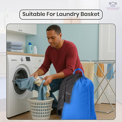 LFH Home Large Premium Cotton Canvas Laundry Bag with Drawstring and Handles Heavy Duty, Multi-Use, and Washable for Home, Travel, College or Storage 24x36 (Pack of 4)-Sky Blue