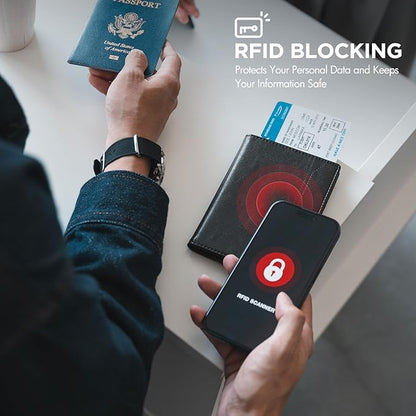 VULKIT Passport Holder for Travel, Rfid Blocking Passport Cover, Slim Travel Wallet for Men & Women, Charcoal Black