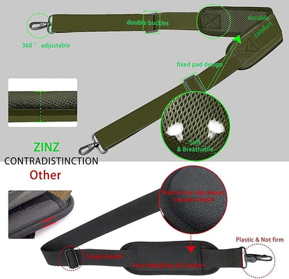 ZINZ 79 inch Shoulder Strap, Extra-thick Fixed Cushion Pad and Dual Clasps Universal Replacement Strap with Metal Swivel Hooks for Laptop Bags, Luggage Bags, Camera, Crossbody(Army Green)
