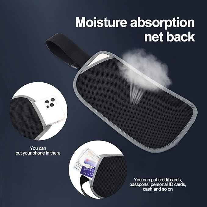 RFID Blocking Money Belt for Men Women, Slim Fanny Pack For Travel，Running,Conceal Waist Wallet For Passport Holder,Phone,Cash(Black Light Grey)