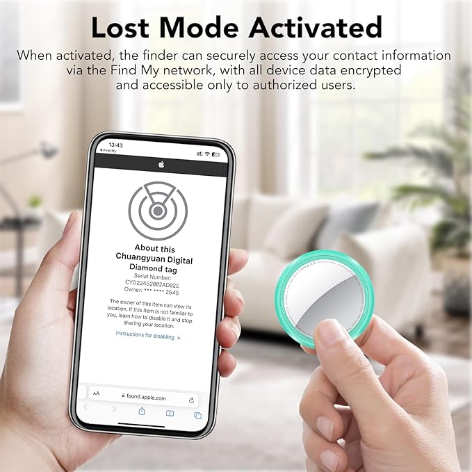 Air Tracker Tags 6 Pack, Bluetooth Trackers Work with Apple Find My (iOS Only), Smart Tag with Protective Case/Keychain, Item Finders for Luggage/Key/Suitcases, Replaceable Battery, Mint Cyan