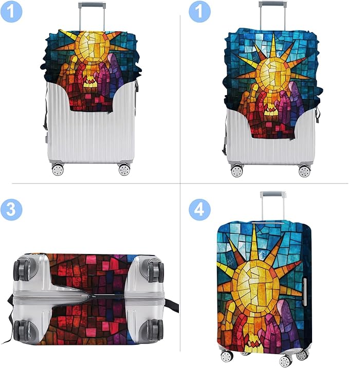 Luggage Cover Washable Suitcase Protector Anti-scratch Suitcase cover Fits 20-34 Inch Luggage (Sun, XL(32-34inch suitcase))