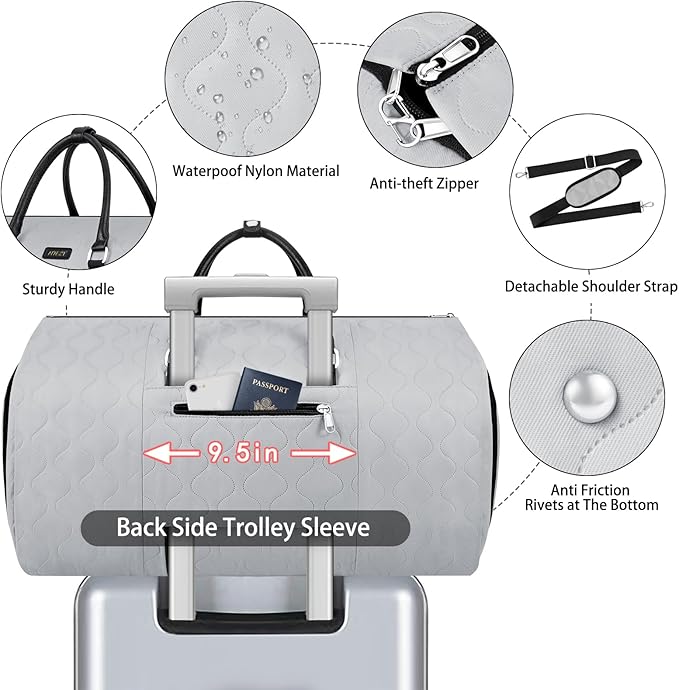 Garment Duffel Bag for Travel - ITIEZY Convertible Carry on Garment Duffel Travel Bag for Women Men Large Weekender Bag with Shoes Pouch 2 in 1 Hanging Suit Travel Duffel Bag 3pcs Set