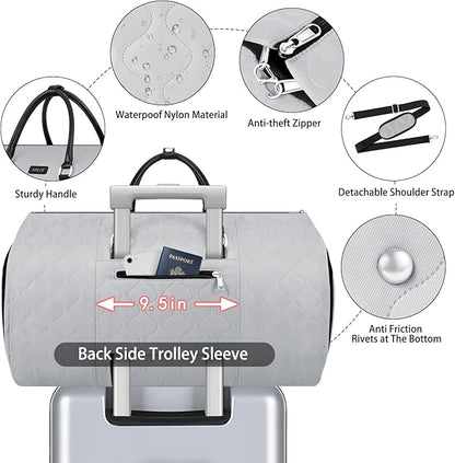 Garment Duffel Bag for Travel - ITIEZY Convertible Carry on Garment Duffel Travel Bag for Women Men Large Weekender Bag with Shoes Pouch 2 in 1 Hanging Suit Travel Duffel Bag 3pcs Set