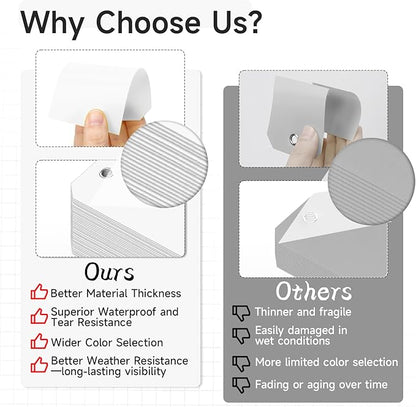 1000 Pieces Plastic Shipping Tags with Wire Labeling Tags Waterproof Hang Tags with Reinforcement Hole Writable Luggage tag Loops for Equipment Inventory Parts Garage (White, 4 3/4" x 2 3/8")