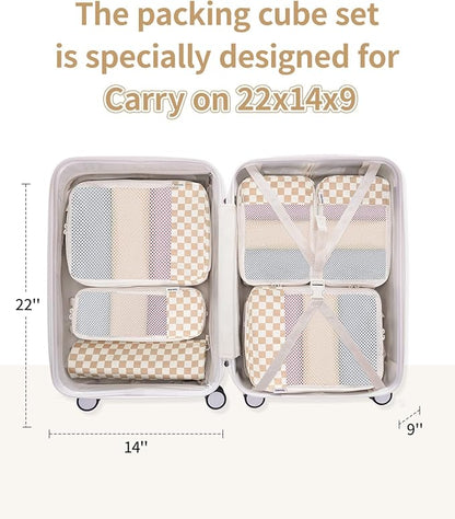 Narwey 6 Set Compression Packing Cubes for Travel Kids Women Carry on, Packing Organizers Bag for Backpack Luggage Suitcase Duffle Bags