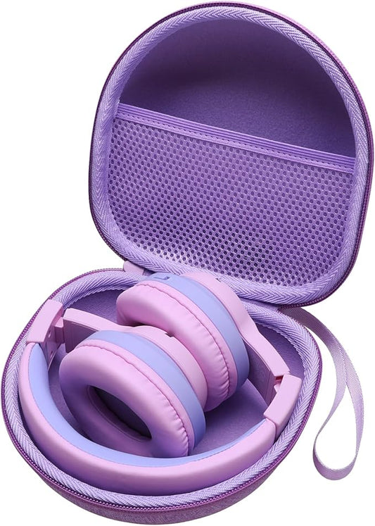 Kids Headphones Case Compatible with iClever BTH12 / BTH20/ BTH26/HS19, JoySpark, Candy Bila, EarFun, MIDOLA, IMYB Foldable Kids Headphones, Purple Travel Storage Bag(Case Only)