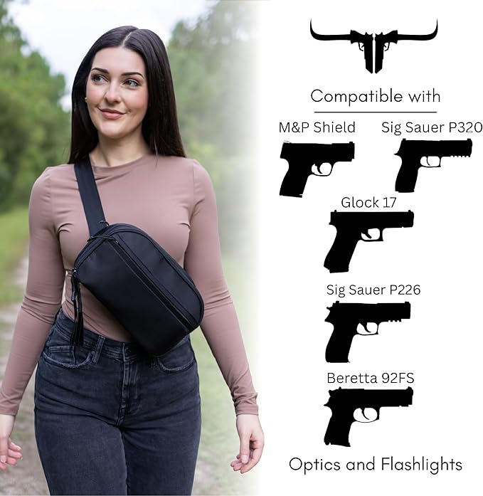 Concealed Carry Fanny Pack & Sling Bag for Men & Women – Tactical Crossbody EDC Waist Bag with Two Removable Holsters, CCW Fast-Access Interior & Multiple Organizer Pockets for Travel & Outdoor Use