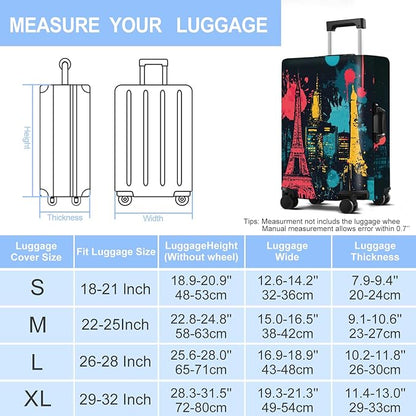 Luggage Cover Washable Suitcase Protector Anti-scratch Suitcase cover Fits 20-34 Inch Luggage (Tower-4, XL(32-34inch suitcase))
