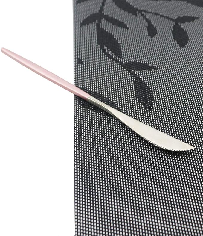 Pink Silver Silverware Set, JASHII 30-Piece Stainless Steel Satin Finish Flatware Set, Kitchen Utensil Set, Mirror Polished Tableware Cutlery Set for Home and Restaurant, Dishwasher Safe