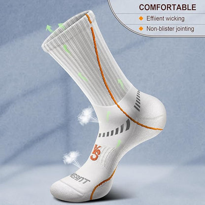 BULLIANT Compression Socks for Men 6Pairs, Athletic Crew Socks Cushioned For Men Sports Running-Arch Support