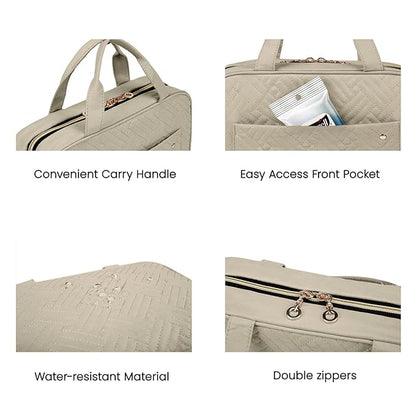 BAGSMART Toiletry Bag Travel Bag with Hanging Hook, Water-resistant Makeup Cosmetic Bag Travel Organizer for Accessories, Shampoo, Full-size Container, Toiletries (Camel, Medium)