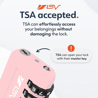 TSA Accepted Luggage Travel Lock, Set-Your-Own Combination Lock for School Gym Locker, Luggage Suitcase Baggage Locks, Filing Cabinets, Toolbox, Case (Pink, 4 Pack)